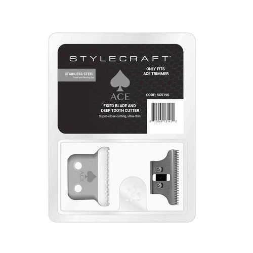 StyleCraft Ace Fixed Stainless Steel Replacement Trimmer Blade w/ Moving Stainless Steel Deep Cutter