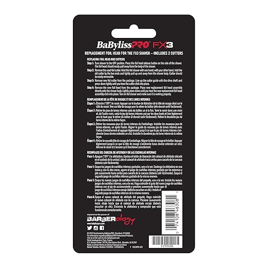 BaBylissPRO FX3 Professional High- Speed Replacment Double Foil Shaver Head with 2 Cutters