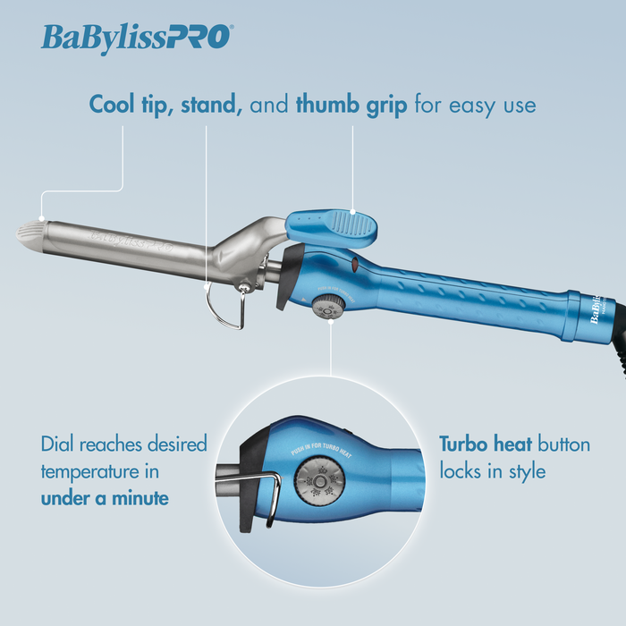 BaBylissPRO Nano Titanium Spring Curling Iron 1/2 - 2 Inch