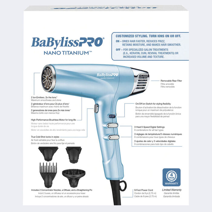 BaBylissPRO Nano Titanium Professional High-Speed Dual Ionic Dryer