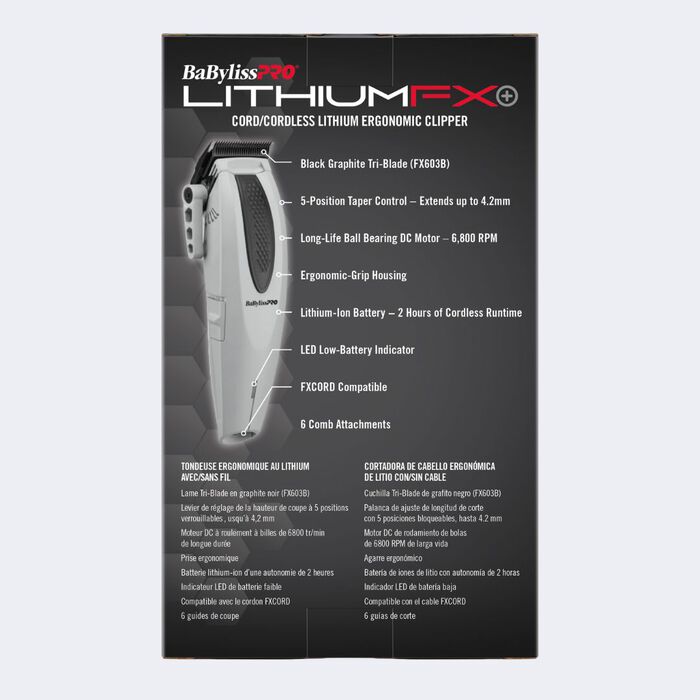 BaBylissPRO LithiumFX+ Limited Edition Grey Cord/Cordless Lithium Ergonomic Clipper