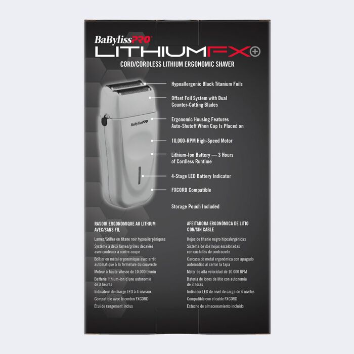 BaBylissPRO LithiumFX+ Limited Edition Grey Cord/Cordless Lithium Ergonomic Double Foil Shaver