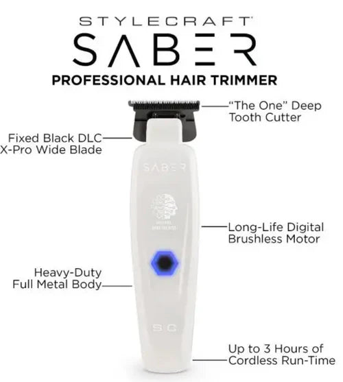 Stylecraft Professional Saber White Cordless Trimmer