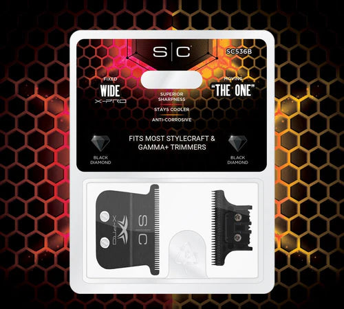 StyleCraft Black Diamond X-Pro Wide Fixed Blade & Black DLC "The One Cutter Trimmer Replacement Blade Set