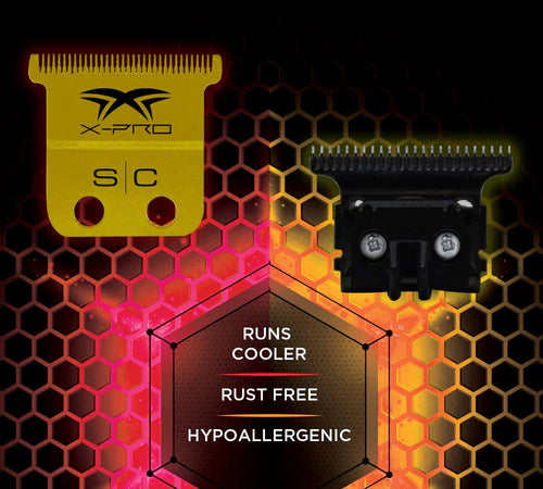 StyleCraft Fixed X-PRO Gold Titanium Replacement Trimmer Blade w/ Black Diamond Carbon DLC Deep Tooth Cutter Set
