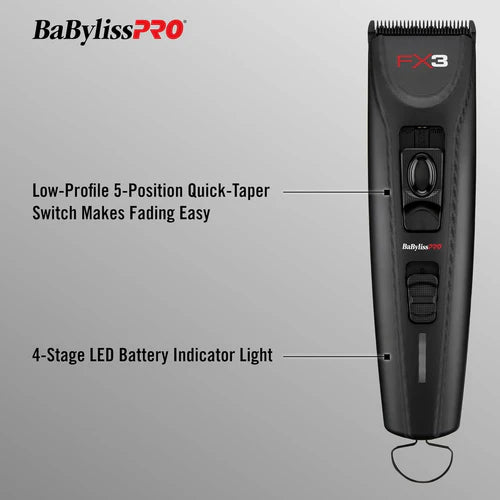 BaBylissPRO FX3 Matte Black Professional High-Torque Cordless Clipper
