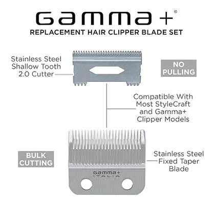 GAMMA+ Hair Clipper Fixed Moving Blade Replacement