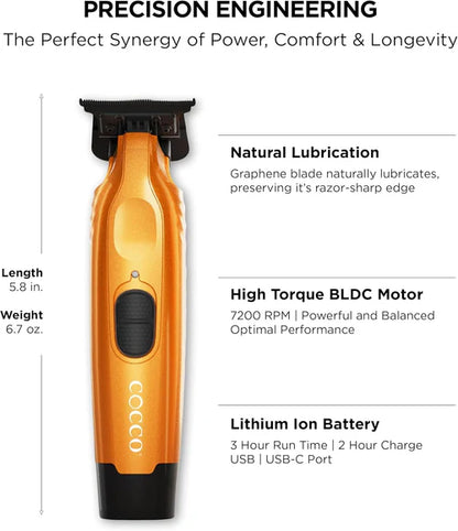 Cocco Hyper Veloce Pro Cordless Trimmer w/ Digital Gap Ambassador Graphene Blade + Charging Stand