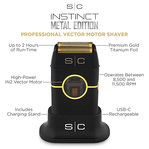 StyleCraft Instinct Metal Double Foil Shaver w/ IN2 Vector Motor & Intuitive Torque Control