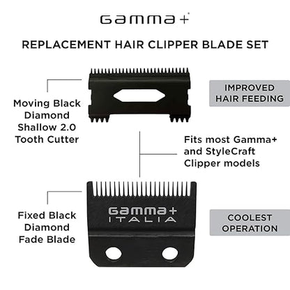 GAMMA+ Hair Clipper Fixed Moving Blade Replacement