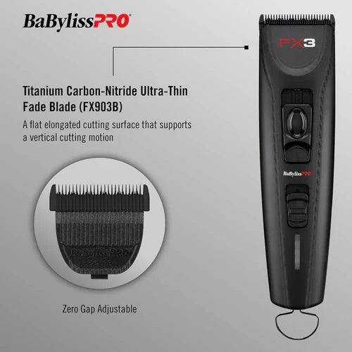 BaBylissPRO FX3 Matte Black Professional High-Torque Cordless Clipper
