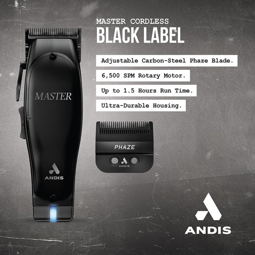 Andis Master Cordless Clipper Black Label Edition w/ Phaze Blade MLC