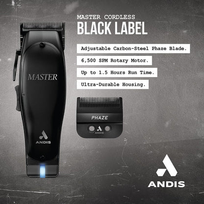 Andis Master Cordless Clipper Black Label Edition w/ Phaze Blade MLC