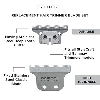 GAMMA+ Hair Trimmer Fixed Moving Blade Replacement Professional Grade