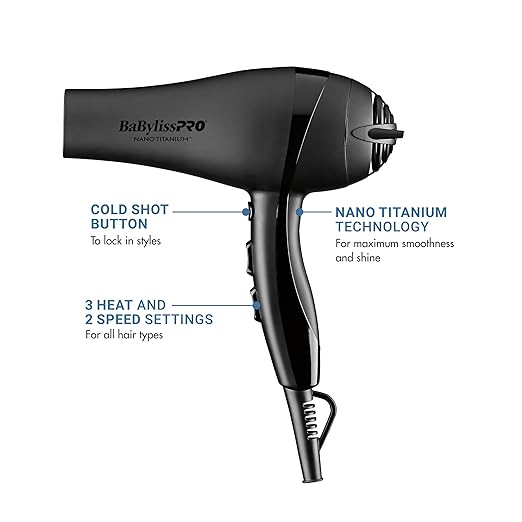 BaBylissPRO Nano Tianium Limited Edition Black and Blue Hair Dryer
