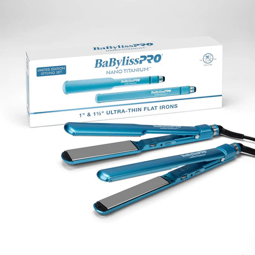 BaBylissPRO Nano Titanium 1" & 1.5" Ultra-Thin Flat Iron Duo Value Pack