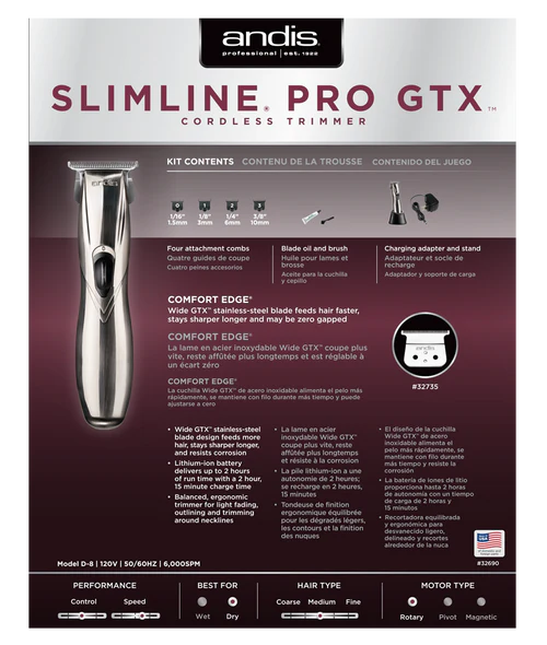 Andis Slimline Pro GTX LI Cordless Trimmer w/ Wide Blade