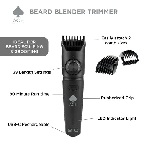 StyleCraft Ace Professional Cordless Beard Blender Trimmer w/ USB-Charging