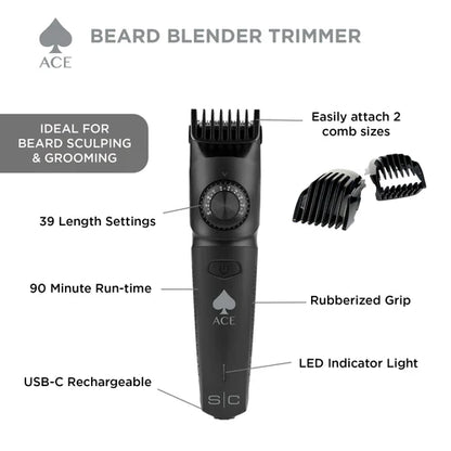 StyleCraft Ace Professional Cordless Beard Blender Trimmer w/ USB-Charging