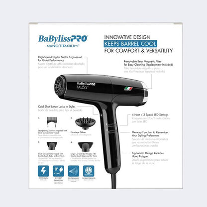 BaBylissPRO Nano Titanium Professional Italian High-Speed Falco Dryer