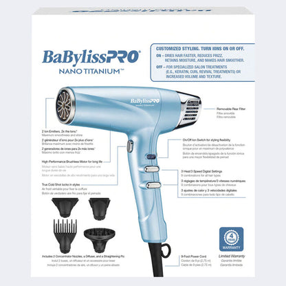 BaBylissPRO Nano Titanium Professional High-Speed Dual Ionic Dryer