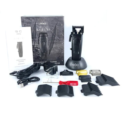 StyleCraft Saber 2.0 Cordless Modular Clipper w/ High-Torque Digital Brushless Motor - Black