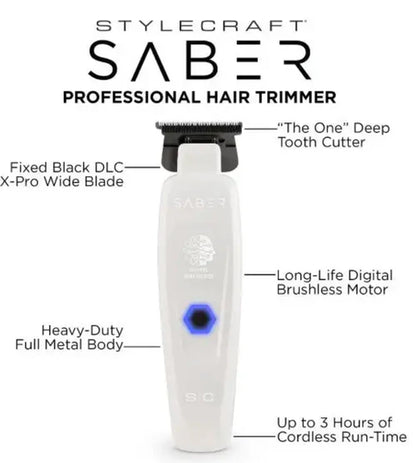 Stylecraft Professional Saber White Cordless Trimmer