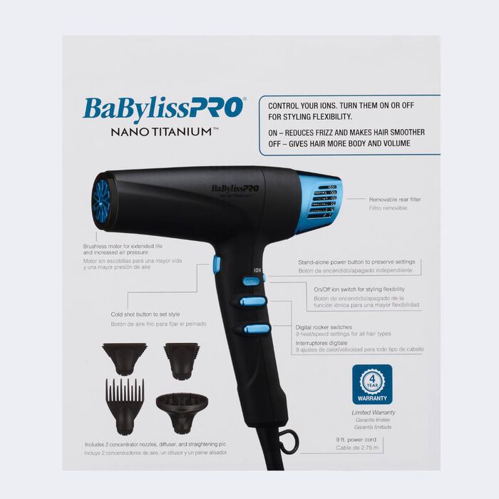BaBylissPRO Nano Titanium Professional High-Speed Dual Ionic Dryer