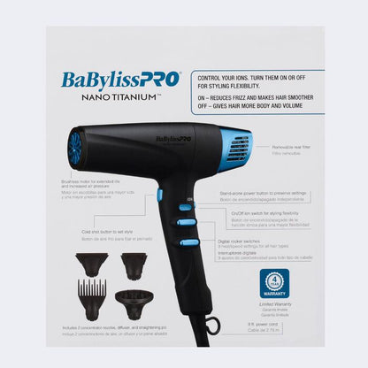 BaBylissPRO Nano Titanium Professional High-Speed Dual Ionic Dryer